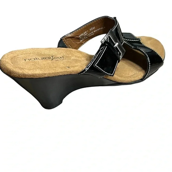 NATURALIZER shoes,woman size 9.5M.  Sandals,Black patent,wedge sandals,NEW,comfy - Picture 6 of 13